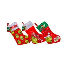 Christmas Grinch Stocking 45cm, 3 assorted